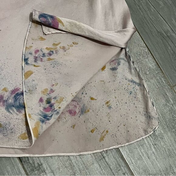 Boho 100% Silk Pink Scoop Neck Fairy Butterfly Sleeve Asymmetrical Mini Dress XS - Picture 12 of 15